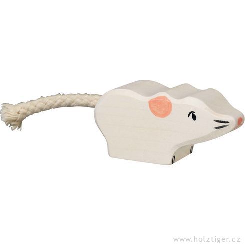 Bílá myška – dřevěné zvířátko - Holztiger