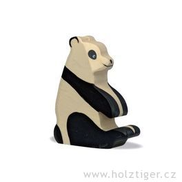Panda medvídek, sedící – vyřezávané zvířátko ze dřeva