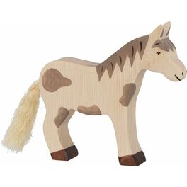 Strakatý stojící kůň – dřevěné zvířátko
