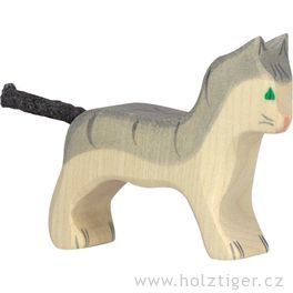 Malá šedivá kočička – dřevěné zvířátko