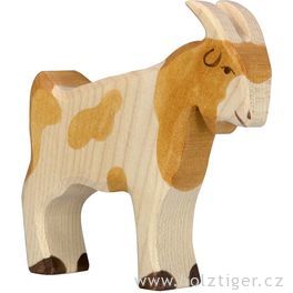 Stojící strakatý kozel – domácí zvíře ze dřeva